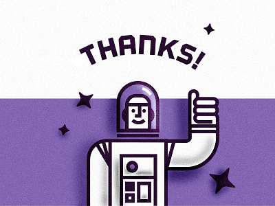 LIFT OFF! astronaut grain launch space stars thank you thanks thumbs up typography