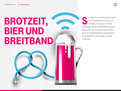Bavarian Beer & Broadband article bavarian beer broadband editorial german illustration pretzel spot illustration wifi
