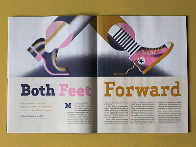 Both Feet Foward - [Full Project] byu converse editorial illustration feet grain illustration magazine shoes texture walk