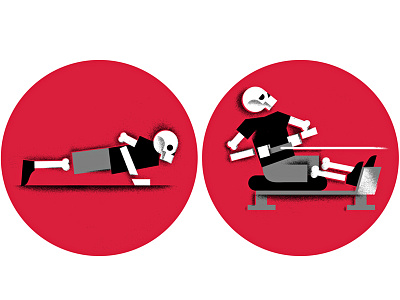 Men's Health (3&4) editorial editorial illustration fittness illustration magazine mens health push up row machine skeleton skeletons work out