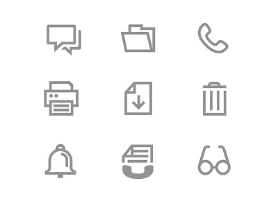 Basicons folder glasses graphic design icon icon design icons illustration phone printer trashcan