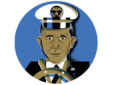 'Bama bama captain editorial illustration obama portrait president wwd magazine