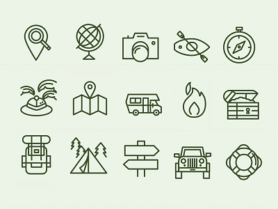 Adventurer's Set icon icon set icons illustration nomad travel travel icons