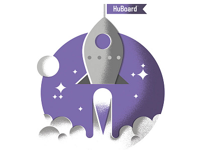 UP AND AWAY! huboard illustration launch mid century rocket space spaceship