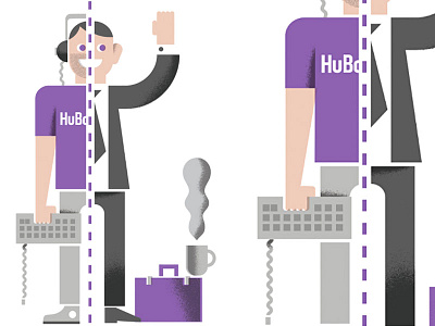 50 / 50 ceo character developer huboard illustration man presentation split