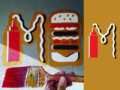 Morty's Mural analogue food hamburger hand done morts cafe mortys mural paint painting wall