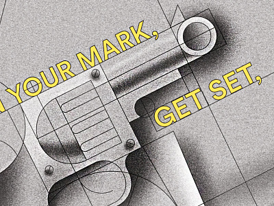 On Your Mark . . . geometry gun illustration mid century poster typography