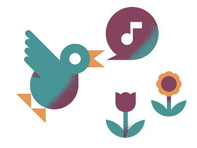 Tweet Tweet! bird flowers geometric illustration music spring summer tweet