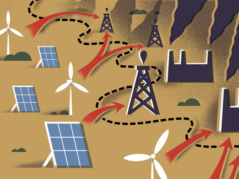 War on Global Warming global-warming illustration pollution smoke smoke-stacks solar solar-panel war windmill