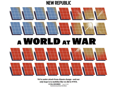 A World at War editorial illustration flag global warming magazine new republic solar solar panels