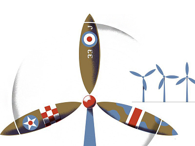 A World at War (3) editorial illustration fighter jet global warming illustration magazine war windmill wwii