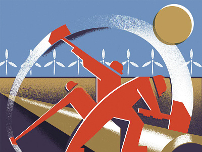 A World at War (4) editorial illustration hammer illustration proletariat propaganda windmills workers wwii
