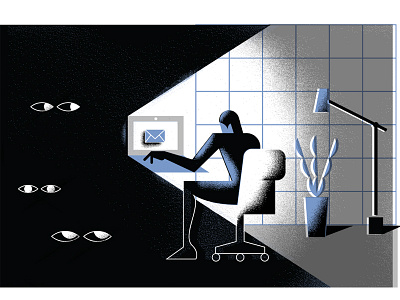Hollywood Reporter computer editorial illustration email envelope illustration office security