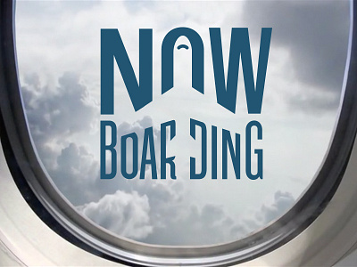 Now Boarding airplane airport branding logo table top game typography