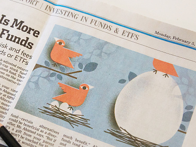Wall Street Journal birds eggs financial illustration investment money nest wall street journal