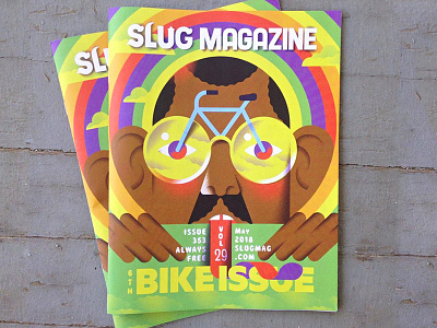 Slug Magazine Cover bike bike issue cover editorial illustration glasses illustration magazine psychedelic rainbow slug mag slug magazine
