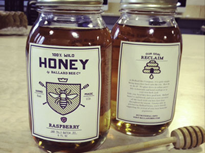 Bee Labels (almost done) bee dipper hive honey jar label raspberry