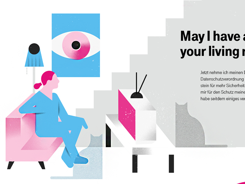 Privacy cats editorial-illustration eye illustration living-room privacy telekom tv