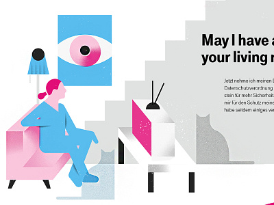 Privacy cats editorial illustration eye illustration living room privacy telekom tv