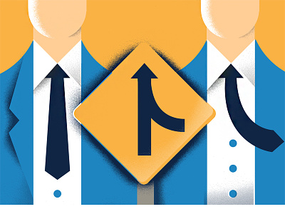 Merger business businessmen financial illustration join merge road sign