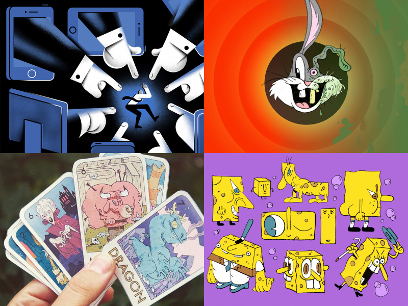Top 4 in 2018 editorial illustration bugs bunny spongebob cartooning cartoons illustration 2018 top 4
