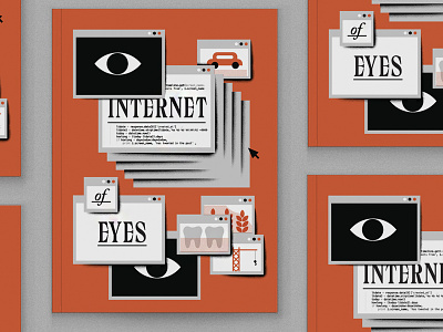 Internet of Eyes computer windows cover data editorial illustration eye eyeball eyeballs illustration internet internet of eyes