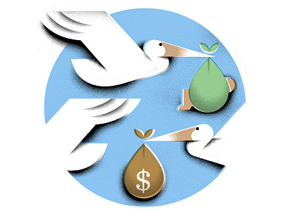 The Stork Cometh baby editorial illustration illustration stork