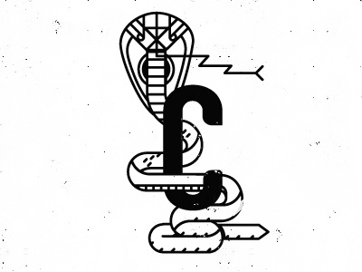 C alphabet animal c is for cobra forked toungue goemetric illustration project snake typography