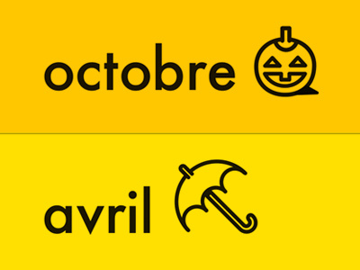 Les mois april avril calendar french icons illustration months october octobre pumpkin umbrella vector