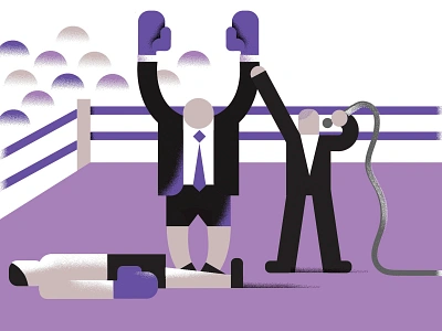 WINNER! business men editorial illustration geometric grain illustration wrestling