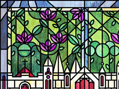 L'église church cross flora flowers illustration leaves salvation army stained glass venetian glass