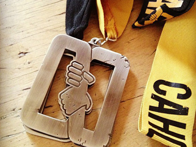 Metal Medal branding cahoots hands logo medal metal race
