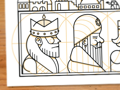 2.3 Kings 2color 3 kings camel card christmas geometric illustration jerusalem vector we three kings wisemen