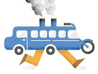 Hybrid Traveler annual report bike boat bus car edenspiekermann illustration legs running smoke smoke stacks texture wheels