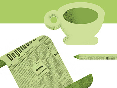 Morning annual report coffee edenspiekermann geometric green illustration morning newspaper pencil