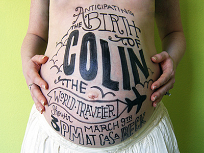 It's a boy! baby shower belly hand done lettering pregnant typography