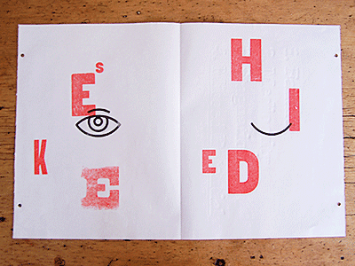 Denying Denial [GIF] book byu collaboration eye icons letter press poster school type setting typography wood type