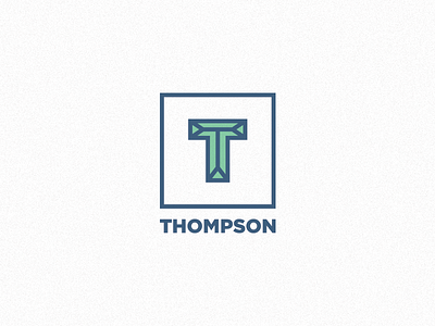 Thompson bevel blue icon letter logo t