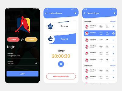 Hockey - App design android design branding design graphic design hockey hockey app illustration ios design logo material design mobile app ui uiux ux vector