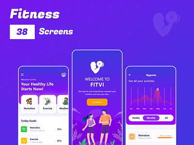 Fitvi - Fitness app fitness app graphic design material design mobile app design ui uiux ux yoga app