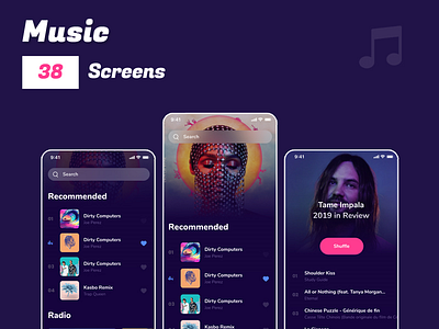 Music - dark app branding dark app design dark design dark mode design graphic design logo music app ui uiux website design