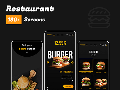 Fast Food App Design app design application back theme dark theme design fast food app design food app graphic design restaurants app ui ux