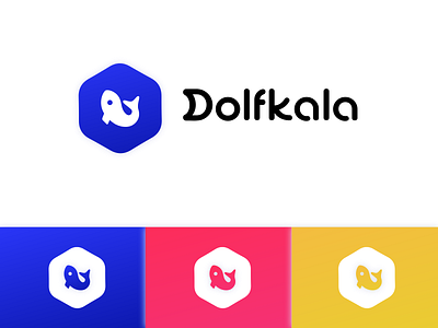 Dolfkala - Logo animal logo blue branding creacher logo creative logo design dolfin dolfin logo dolfkala logo fish logo graphic design illustration logo minimal typography ui ux vector white yellow
