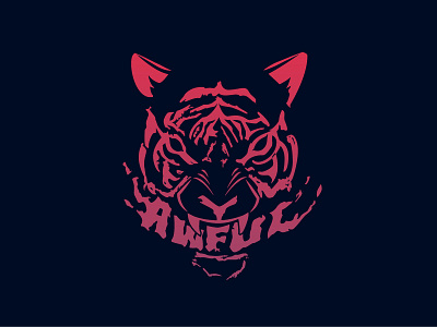 Awful 80s animal drawing gradient hotline miami illustration lettering neon tiger type design typography vaporwave