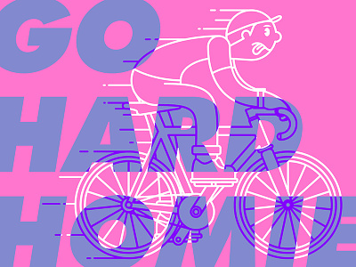Go Hard Homie! character design characters cycling. typography cyclist flat flat design flat graphics graphic design illustration line art overlay