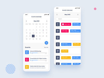 Events Calendar - Mobile App UI UX Design