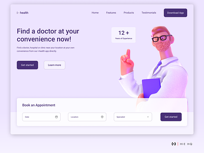 Healthcare Web UI Design 3d app design design doctor health healthcare hospital landing page medical minimal ui ux website wellness