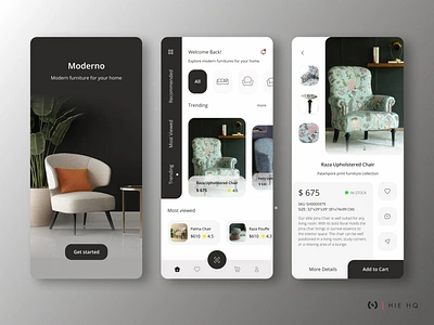 Moderno Furniture App UI app app design chair contemporary design furniture furniture app interior minimal modern ui ux