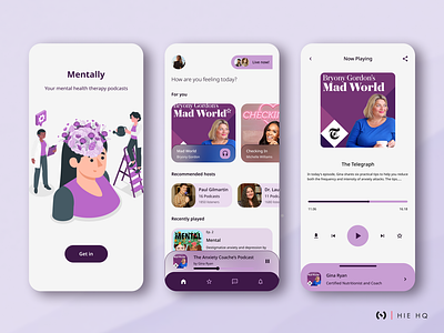 Mentally - Mental Healthcare app UI app app design design health healthcare mental mental health mobile purple selfcare ui ux
