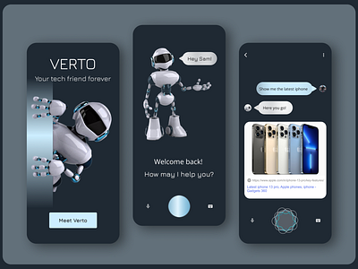 VERTO - Your Tech Friend app app design artificial intelligence design robot robotics ui ux